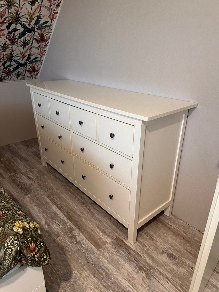 IKEA HEMNES ladekast 8 lades wit gebeitst, Gebruikt, 5 laden of meer, 150 tot 200 cm, Ophalen of Verzenden