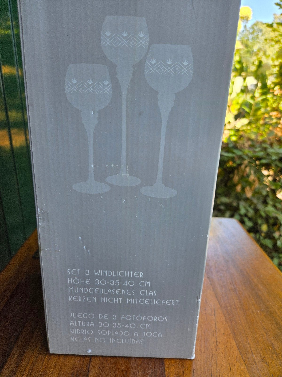 Set van 3 glazen windlichten - Maison de Lafayette, Ophalen, Windlicht, Overige merken, Nieuw