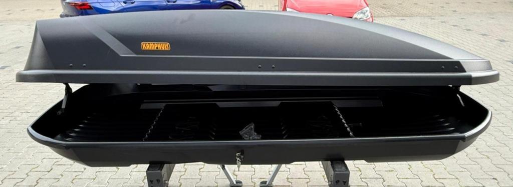NIEUWSTAAT ALLERGROOTSTE Kamphuis 650 XXL dakkoffer skibox, Auto diversen, Ophalen of Verzenden, Zo goed als nieuw