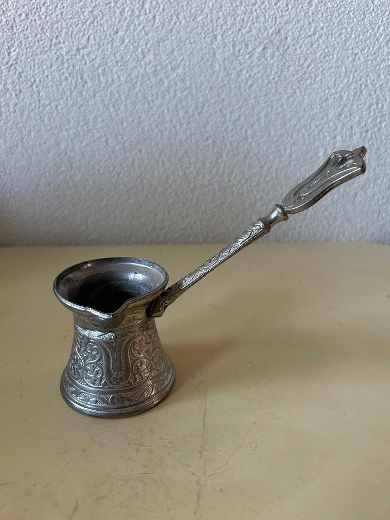 Vintage Zilverkleurige Turkse Koffiepot (Cezve), Antiek en Kunst, Antiek | Keukenbenodigdheden, Ophalen of Verzenden