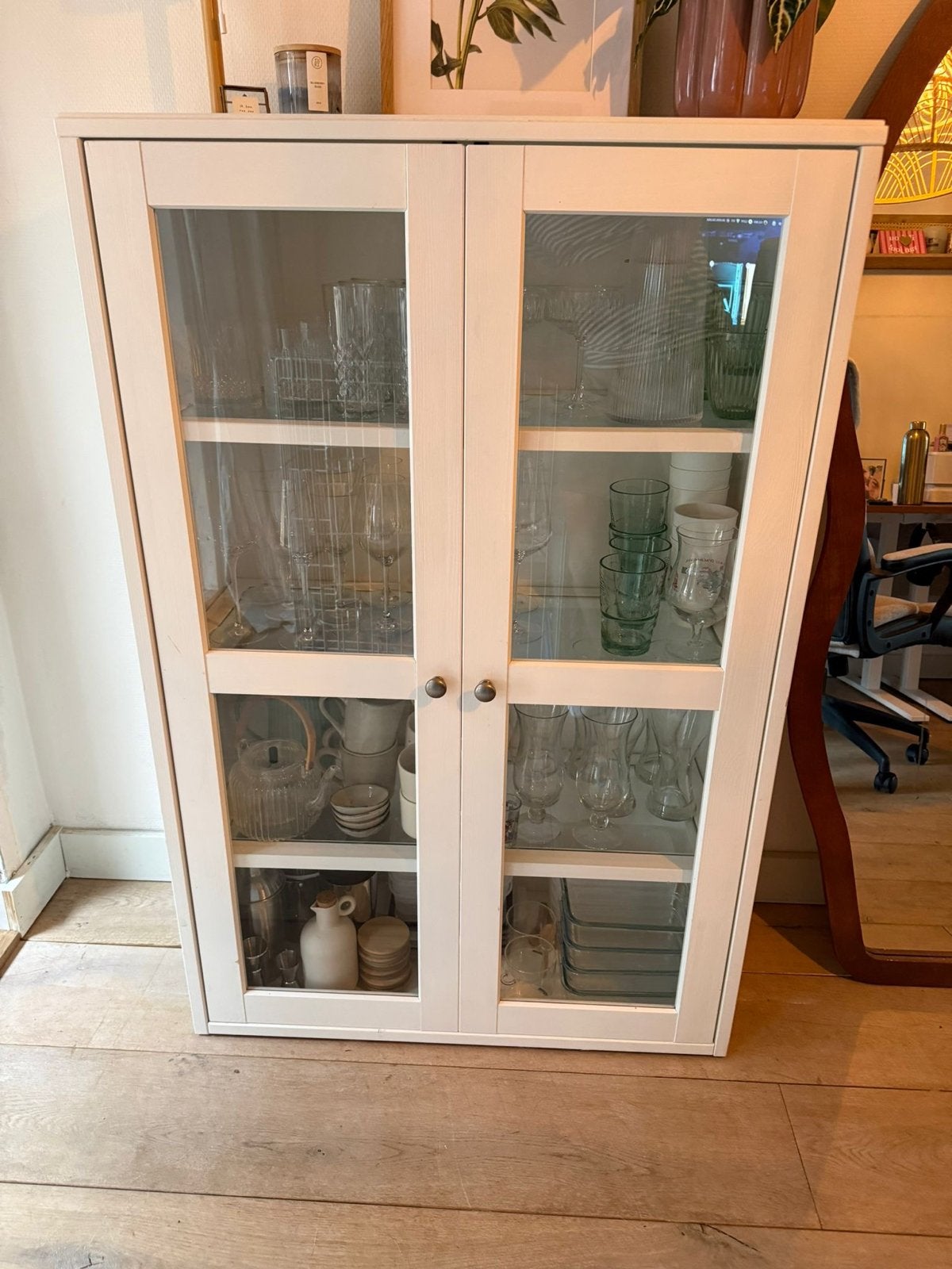 Ikea Havsta Vitrinekast Wit - 81x35x123 cm, Ophalen, Gebruikt, 100 tot 150 cm, 50 tot 100 cm