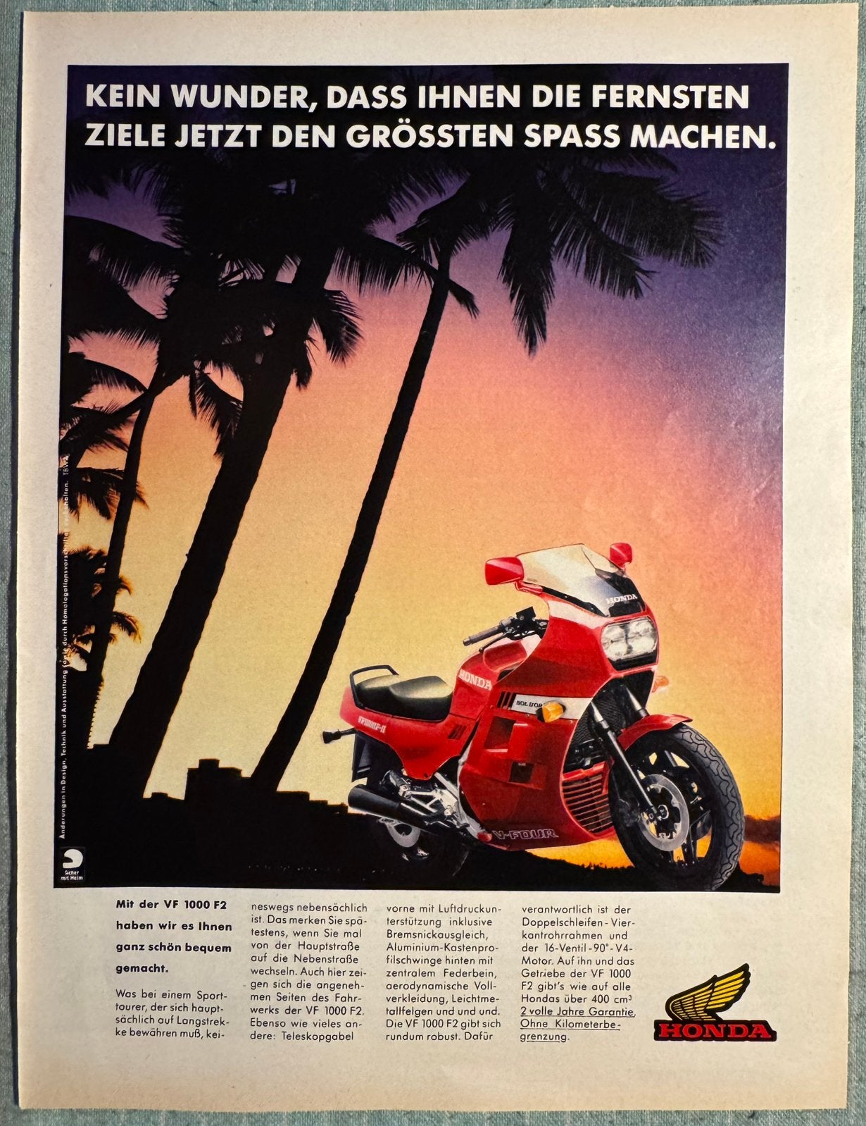 Advertentie Honda VF1000 F2, Verzamelen, Verzenden, Zo goed als nieuw, Motoren