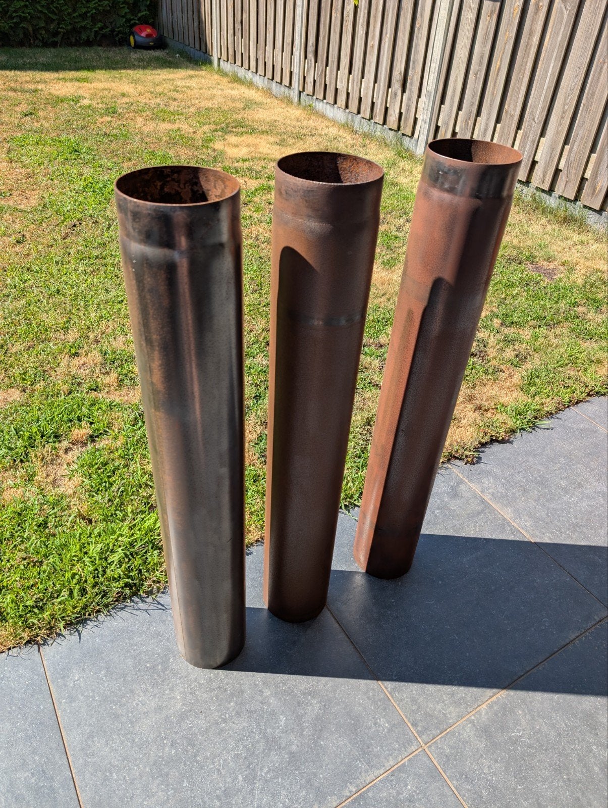 Dikwandig stalen kachelpijp 3x 150mm en RVS T-stuk,2x rozet., Huis en Inrichting, Kachels, Ophalen, Hout, Houtkachel