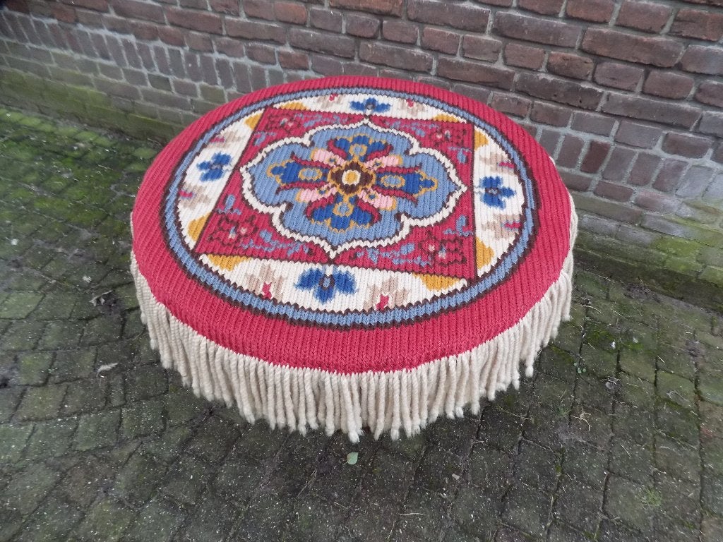 Tafelkleed rond vintage retro kleed jaren 30 met franjes, Ophalen of Verzenden, Gebruikt, Rechthoek