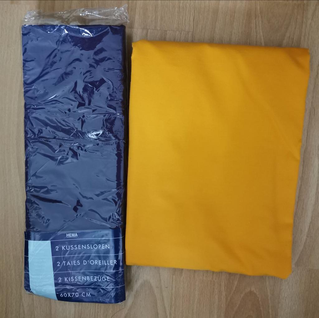 4 Nieuwe Katoenen Kussenslopen 60x70 cm - Paars & Geel, Overige maten, Hoeslaken of Sloop, Paars, Nieuw