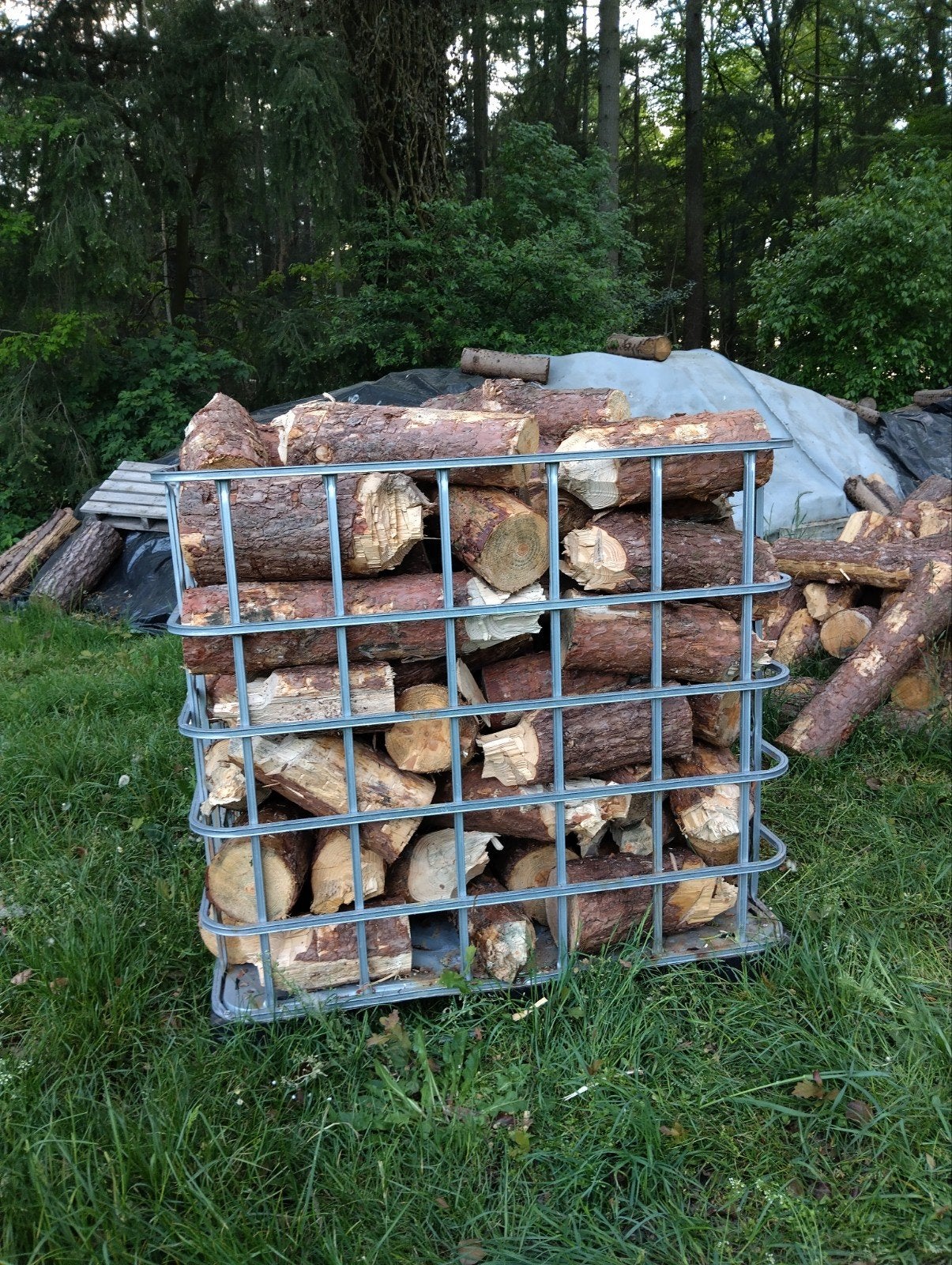 Grenen haardhout in IBC krat - 1.3 kuub, Ophalen