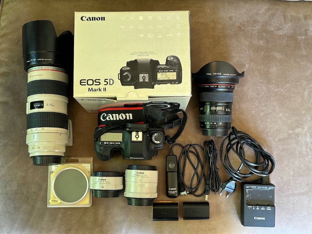 CANON EOS D5 MkII CAMERASET INCL. LENZEN, Audio, Tv en Foto, Fotocamera's Digitaal, Ophalen, Spiegelreflex, Geheugenkaart, Canon