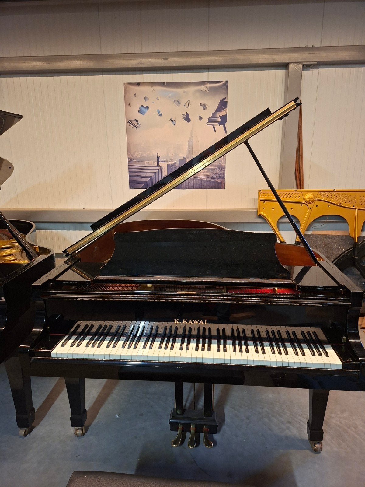 Kawai RX-3 vleugel zwart hoogglans in topstaat, Zwart, Ophalen of Verzenden, Zo goed als nieuw, Hoogglans