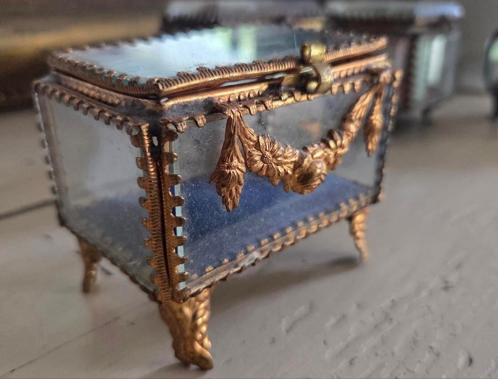 Antiek Frans verguld bruidskistje, Ophalen of Verzenden