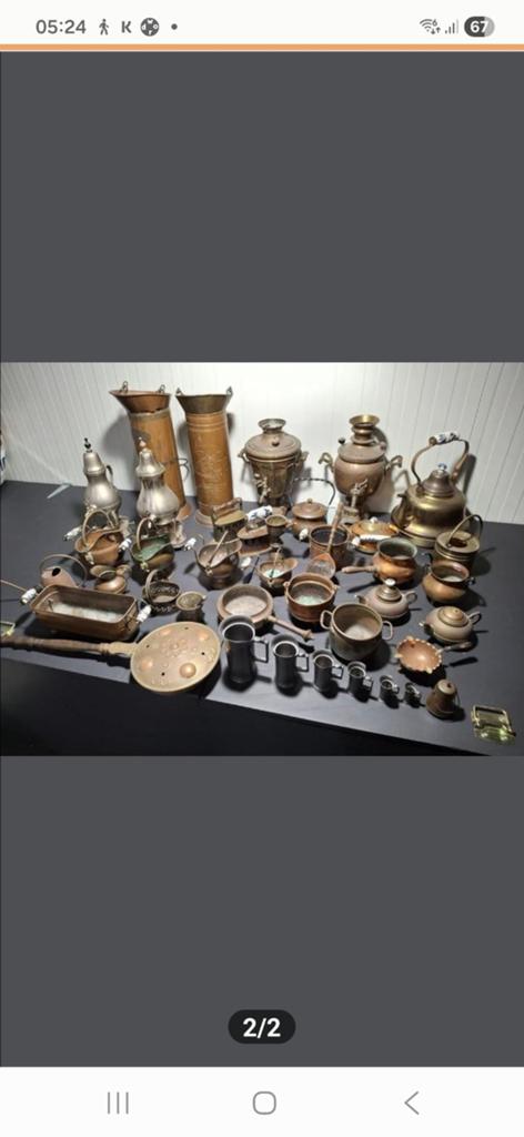 Grote collectie antieke koperen en bronzen voorwerpen, Antiek en Kunst, Antiek | Koper en Brons, Ophalen of Verzenden, Koper
