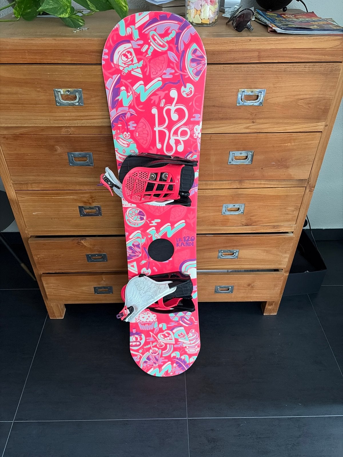 K2 Lil Kat Snowboard 120cm - incl schoenen mt 35,5, Ophalen of Verzenden, Zo goed als nieuw, Board