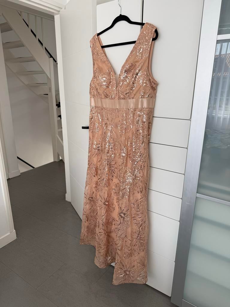Elegante Galajurk met Pailletten - Roze/Beige, Ophalen, Galajurk, Beige, Maat 46/48 (XL) of groter
