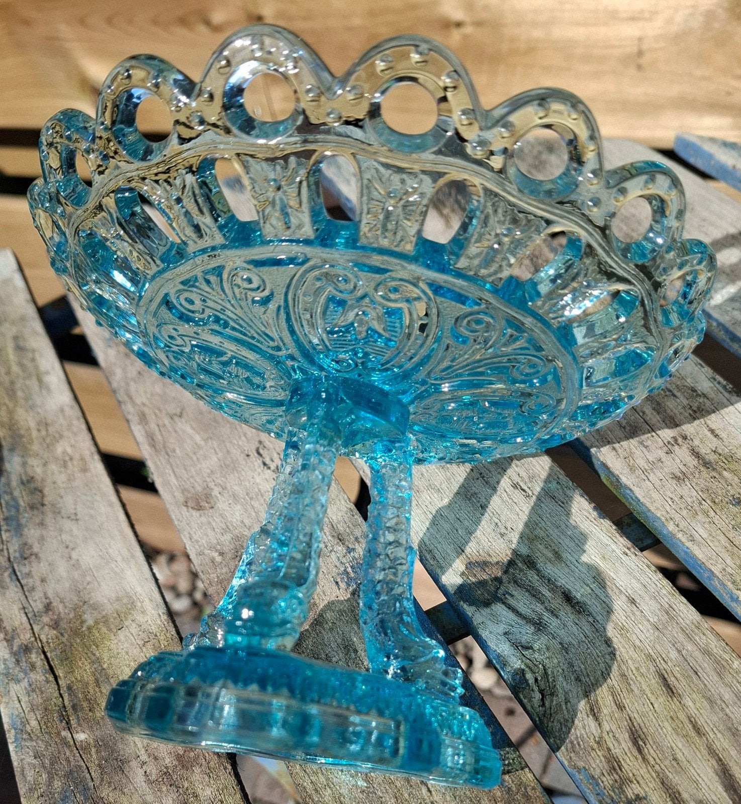 Antieke Franse Opengewerkte Glazen Fruitschaal Napoleon III, Antiek en Kunst, Antiek | Glas en Kristal, Ophalen of Verzenden