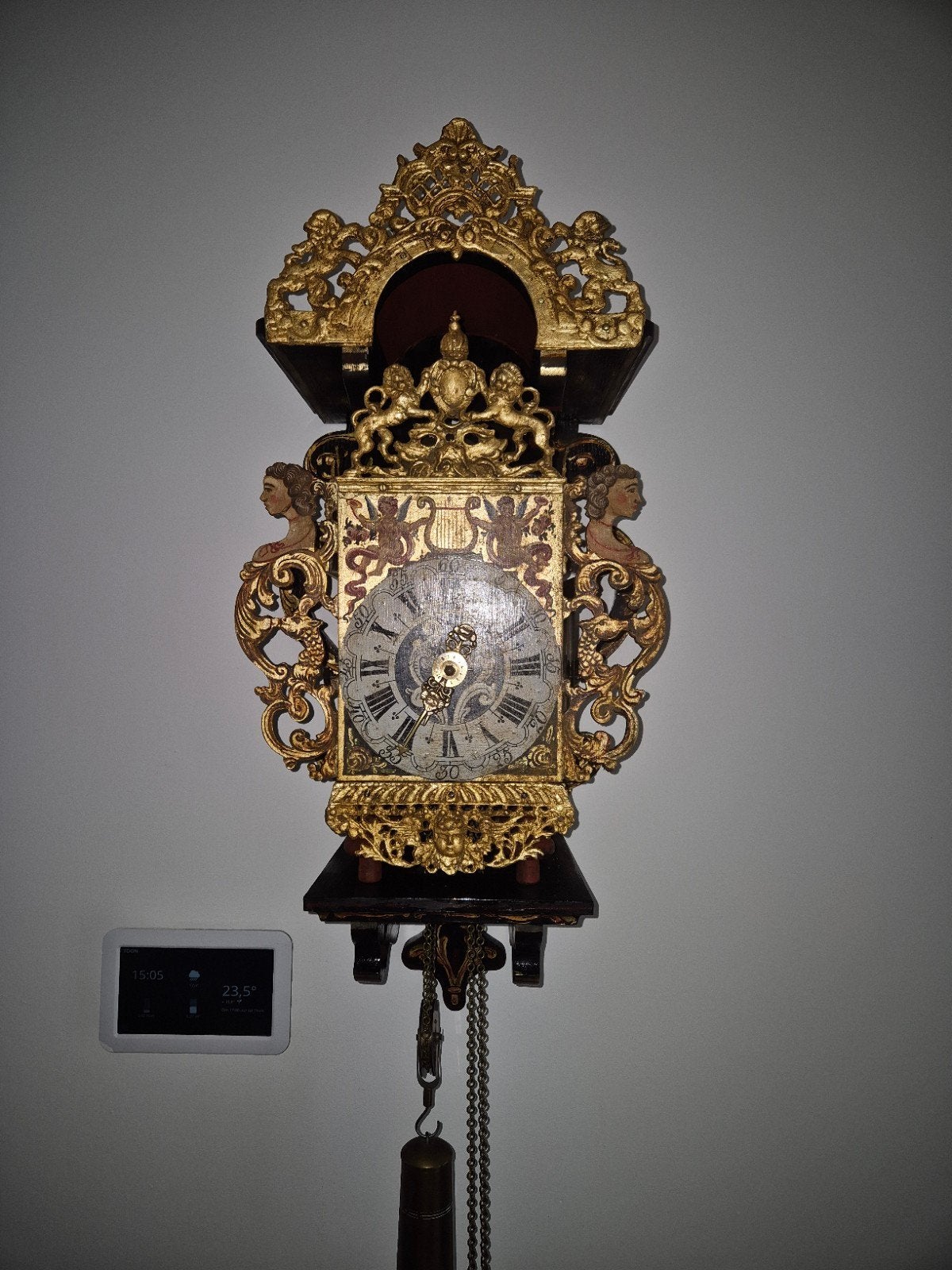 stoelklok met carillon 8 bellen, Antiek en Kunst, Antiek | Klokken, Ophalen