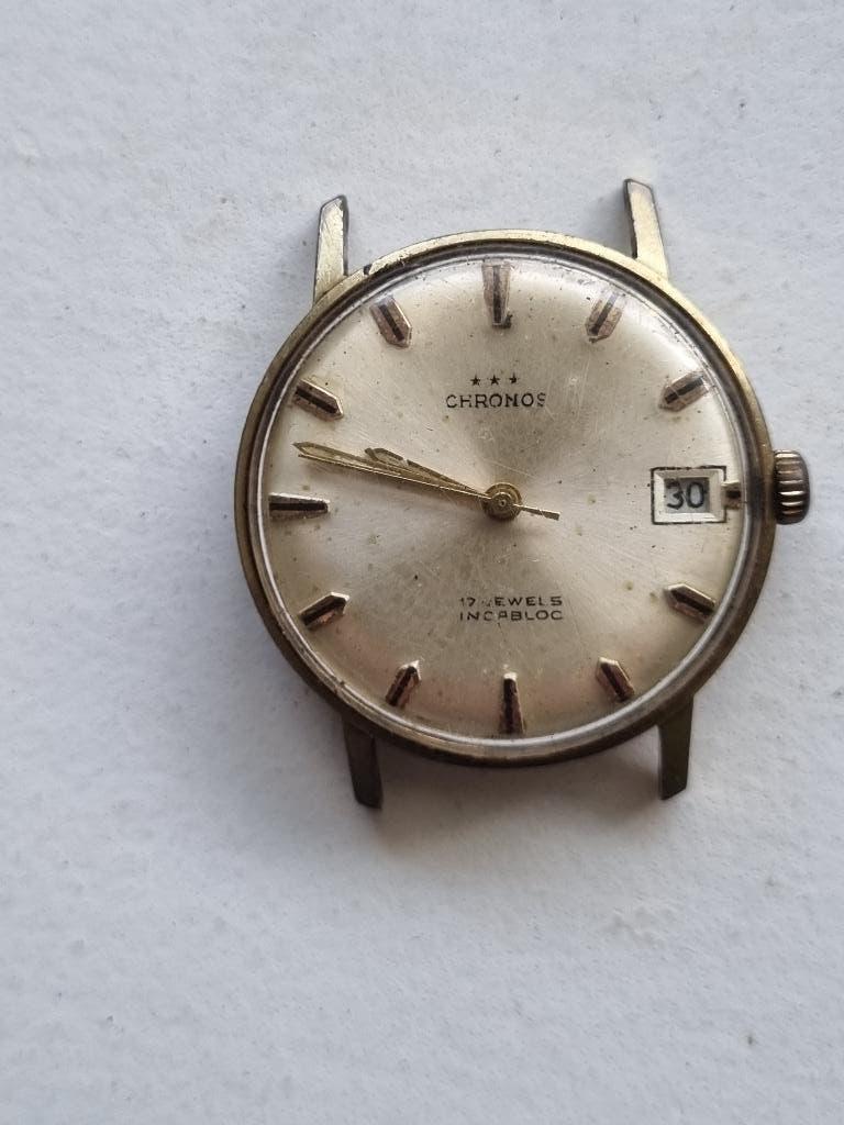 Chronos 17 Jewels Incabloc horloge, Ophalen, Staal, Overige merken, 1960 of later