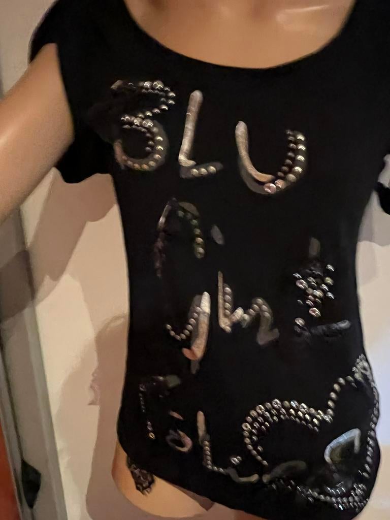 BLUMARINE top met STRASS maat S it 40 origineel ZGAN, Blumarine, F, F, Zwart