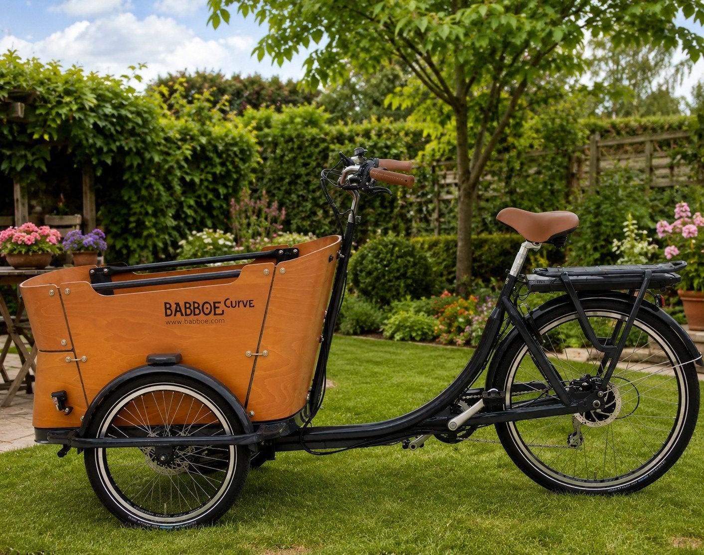 Babboe Curve bakfiets met regentent, Ophalen, Gebruikt, 4 kinderen of meer
