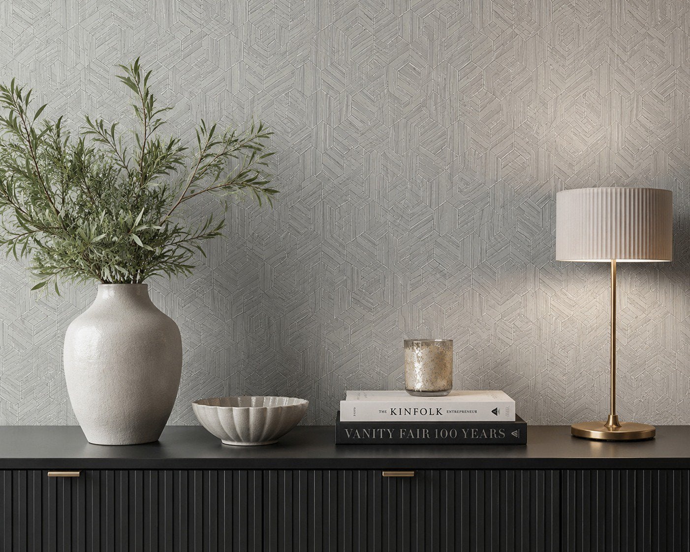 Geometrische 3D-behang van York Wallcoverings, 3 rolle., Verzenden
