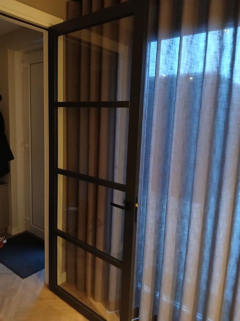 Stalen look deur met glas, Doe-het-zelf en Verbouw, Deuren en Horren, Gebruikt, 80 tot 100 cm, 215 cm of meer, Binnendeur
