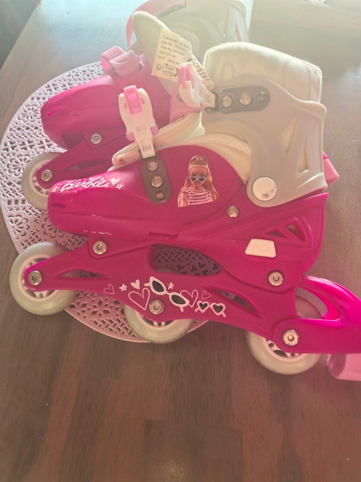Barbie skeelers - verstelbaar maat 27 t/m 30, Ophalen of Verzenden, Verstelbaar, Gebruikt, Kinderen