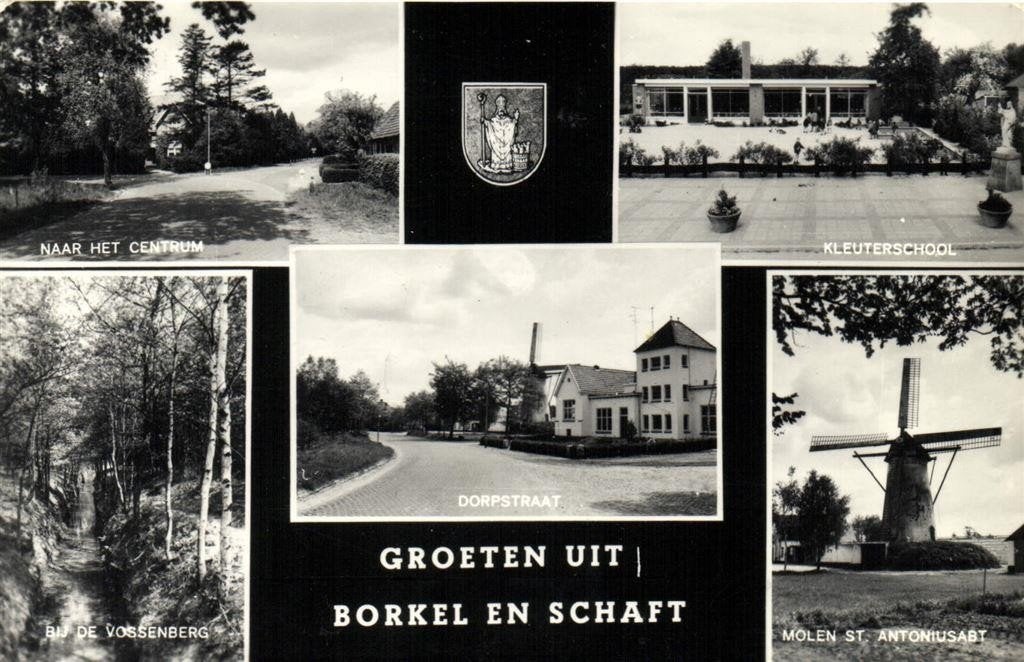 Groeten uit Borkel en Schaft - 5 afb o.a. kleuterschool - 19, Ophalen of Verzenden, 1980 tot heden, Gelopen, Noord-Brabant