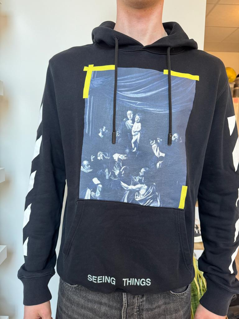 Off-White Caravaggio Hoodie Zwart, Ophalen of Verzenden, Zo goed als nieuw, Maat 48/50 (M), Zwart