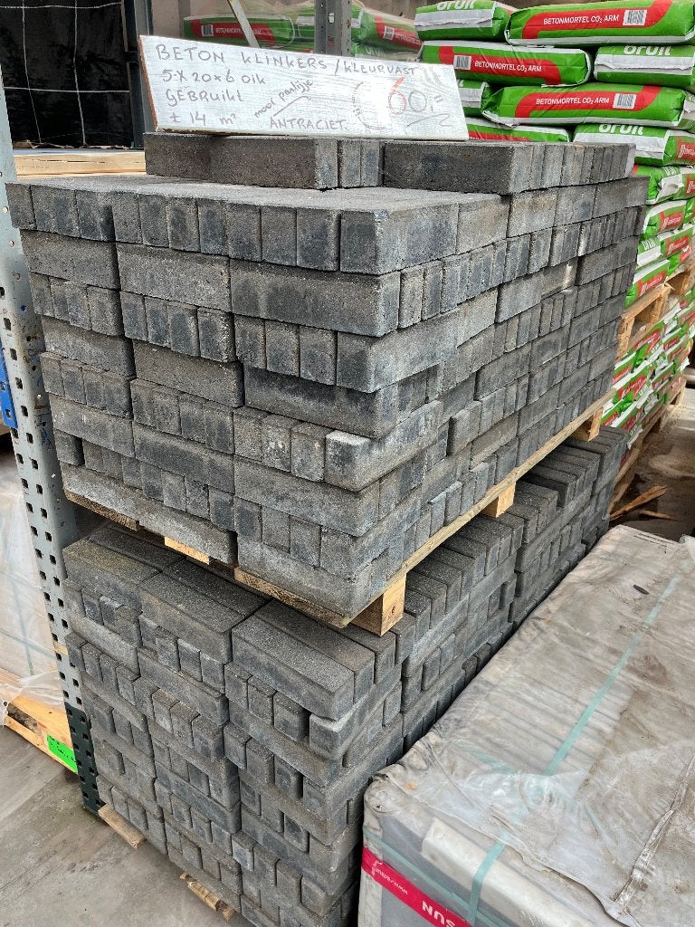 Betonklinkers, Tuin en Terras, Tegels en Klinkers, Ophalen, Gebruikt, Klinkers, 10 m² of meer