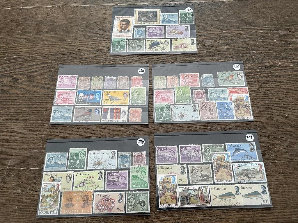 postzegels Mauritius op 5 kaarten (137-138-139-140-141), Postzegels en Munten, Postzegels | Afrika, Verzenden, Overige landen