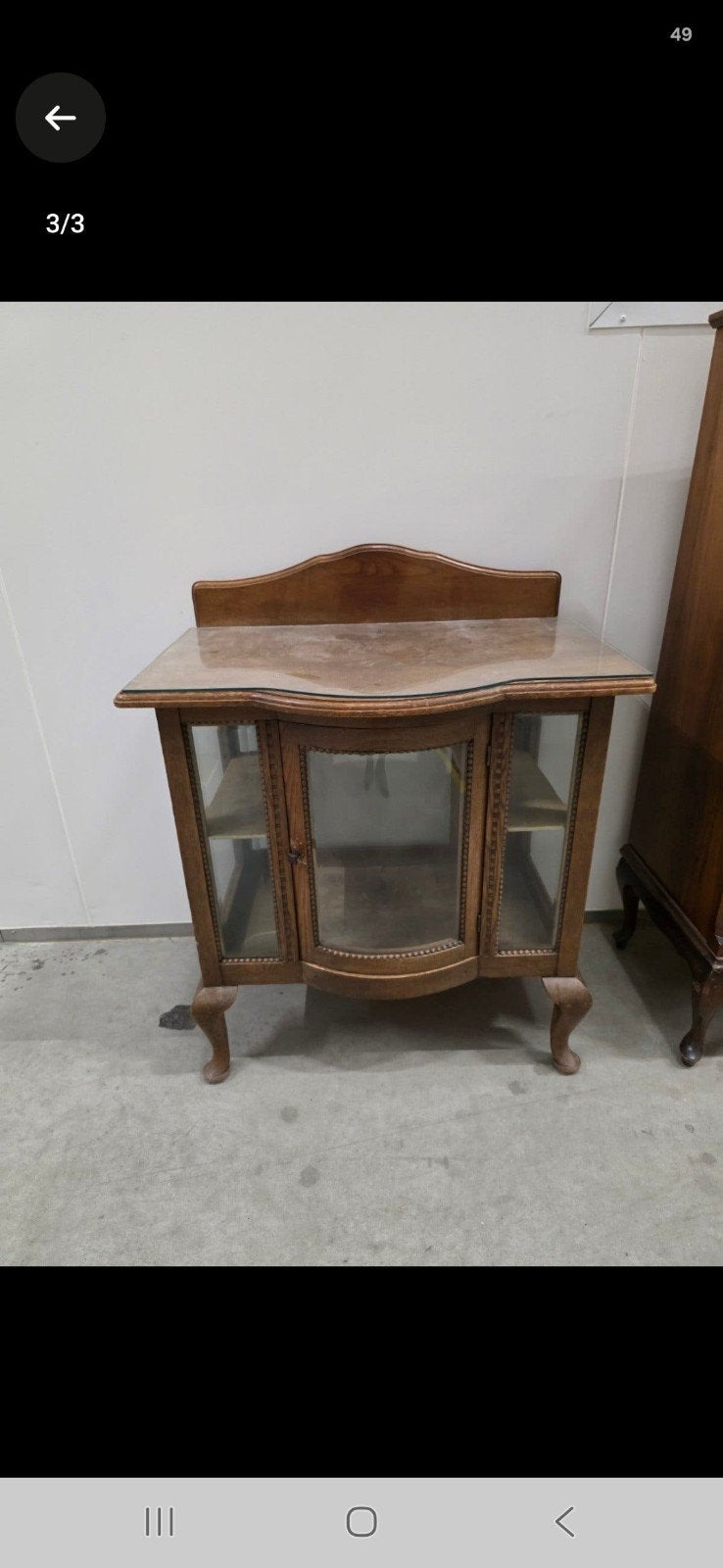 Antiek houten bureau en vitrinekast, Ophalen of Verzenden