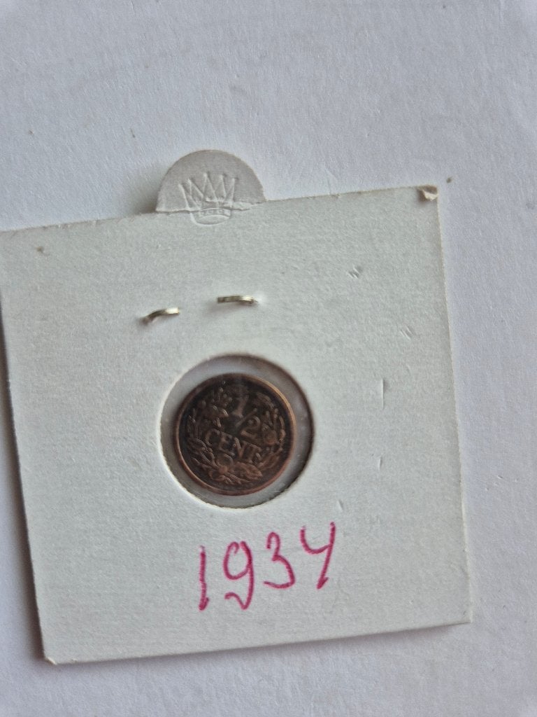 Munt 1/2 cent 1934 Wilhelmina, Postzegels en Munten, Munten | Nederland, Ophalen of Verzenden, Koningin Wilhelmina, Overige waardes