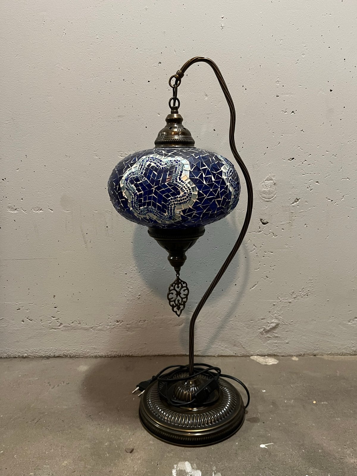Turkse Mozaïek Tafellamp blauw, Ophalen, Zo goed als nieuw, Glas, 50 tot 75 cm