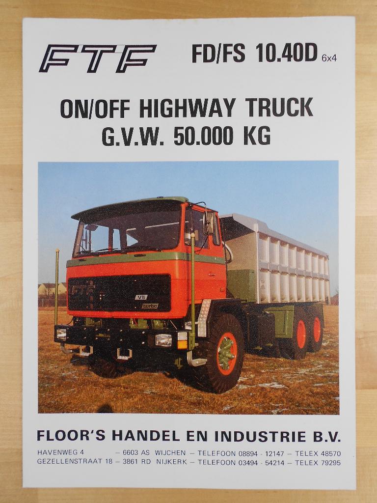 FTF 6x4 ca 1985 Technische Specificatie Folder V6, FTF, Ophalen of Verzenden, Zo goed als nieuw, Overige merken