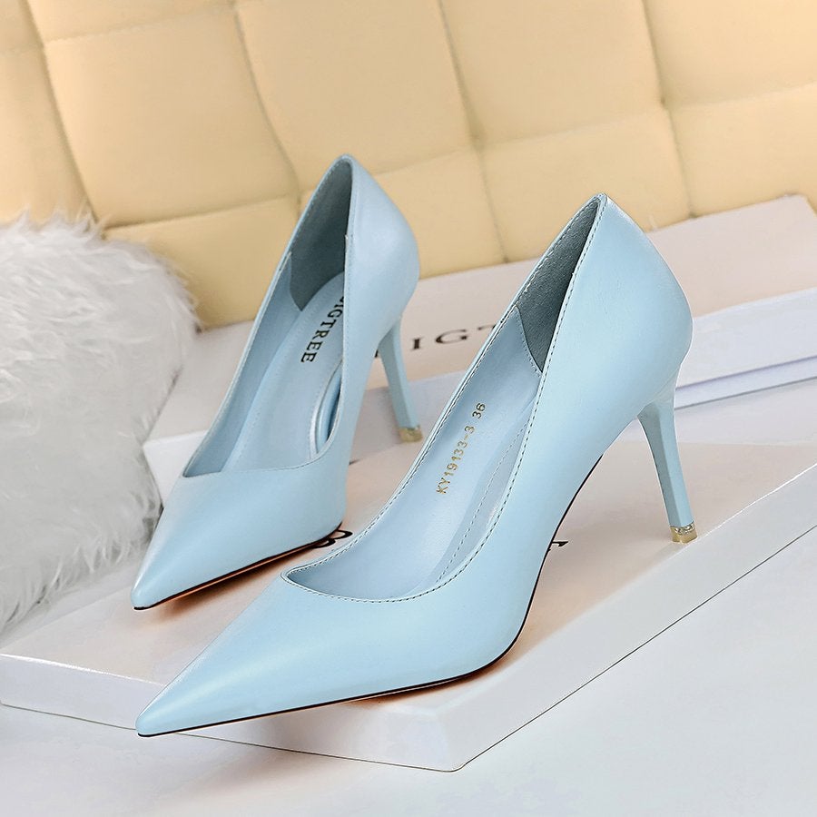 Blauwe kunstleren dames pumps met 7.5cm hak / vrouwen hakken, Verzenden, Nieuw, Blauw, Pumps