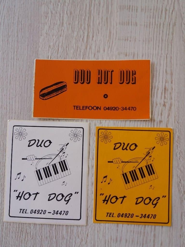 3 stickers DUO HOT DOG, Verzenden, Zo goed als nieuw, Overige typen