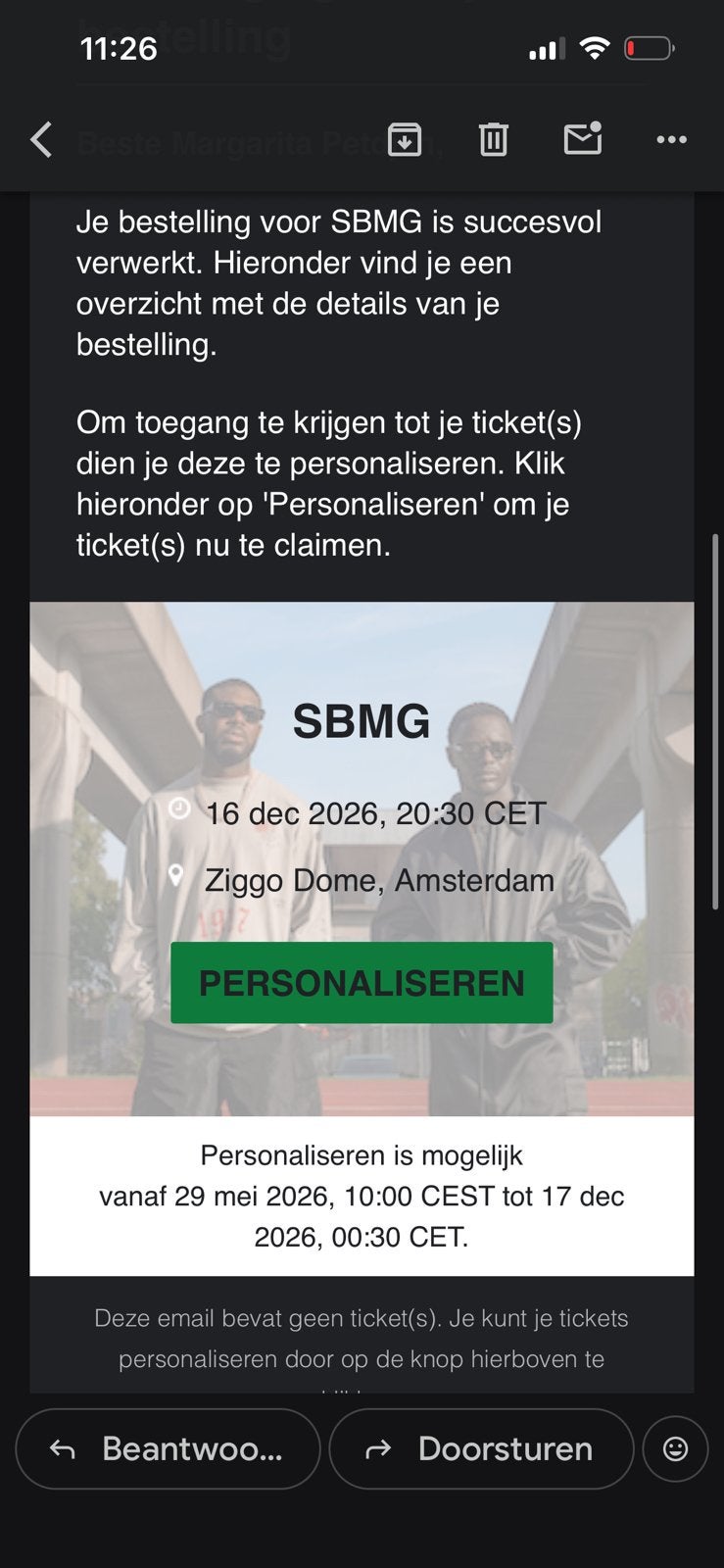 SBMG Tickets, Tickets en Kaartjes, Eén persoon, December