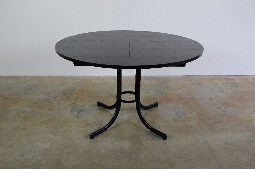 Vintage uitschuifbare ronde eettafel zwart ø 120cm -160cm, Gebruikt, Molenakkerstraat 10b, Modern vintage design, Rond