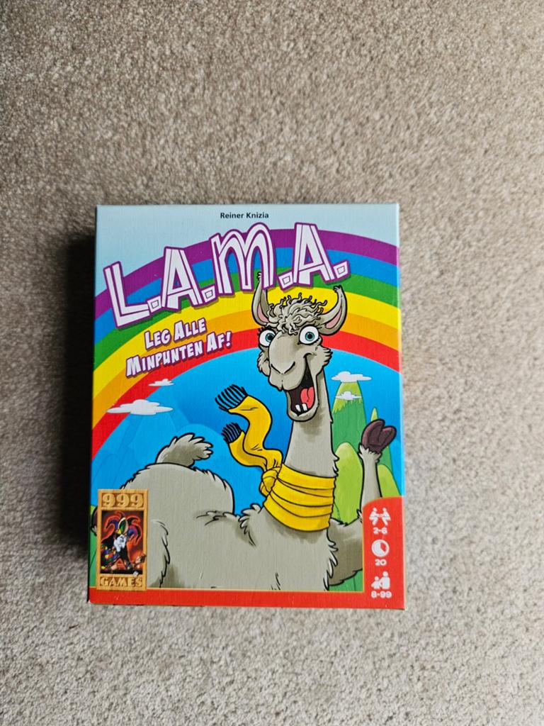 L.A.M.A. Kaartspel - Leg Alle Minpunten Af!, Vijf spelers of meer, Ophalen of Verzenden, Zo goed als nieuw, 999 Games