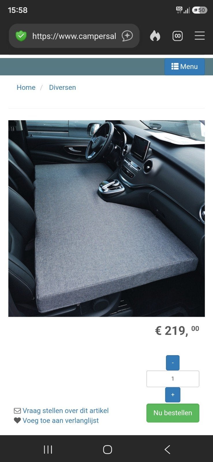 Comfortabel cabinebed voor in de vw camper, Ophalen, Zo goed als nieuw