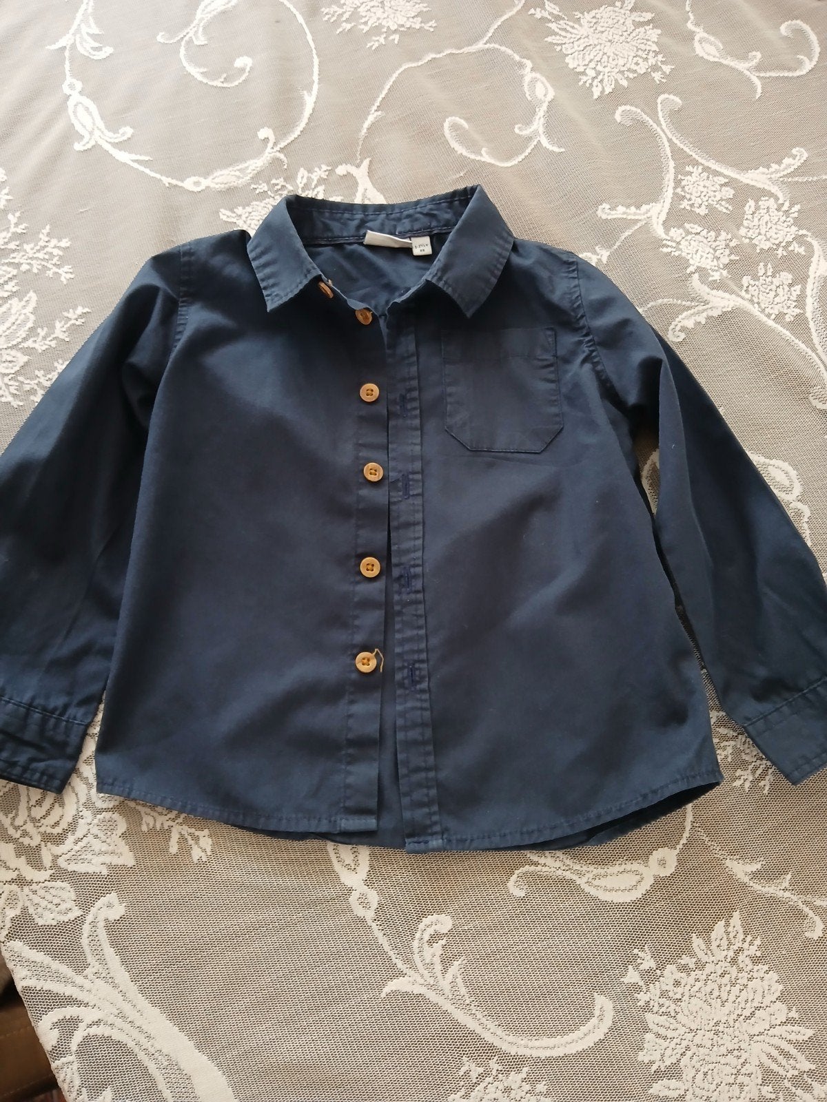 Donkerblauw overhemd Name It maat 86, Kinderen en Baby's, Babykleding | Maat 86, Ophalen of Verzenden, Zo goed als nieuw, Overhemdje of Bloesje