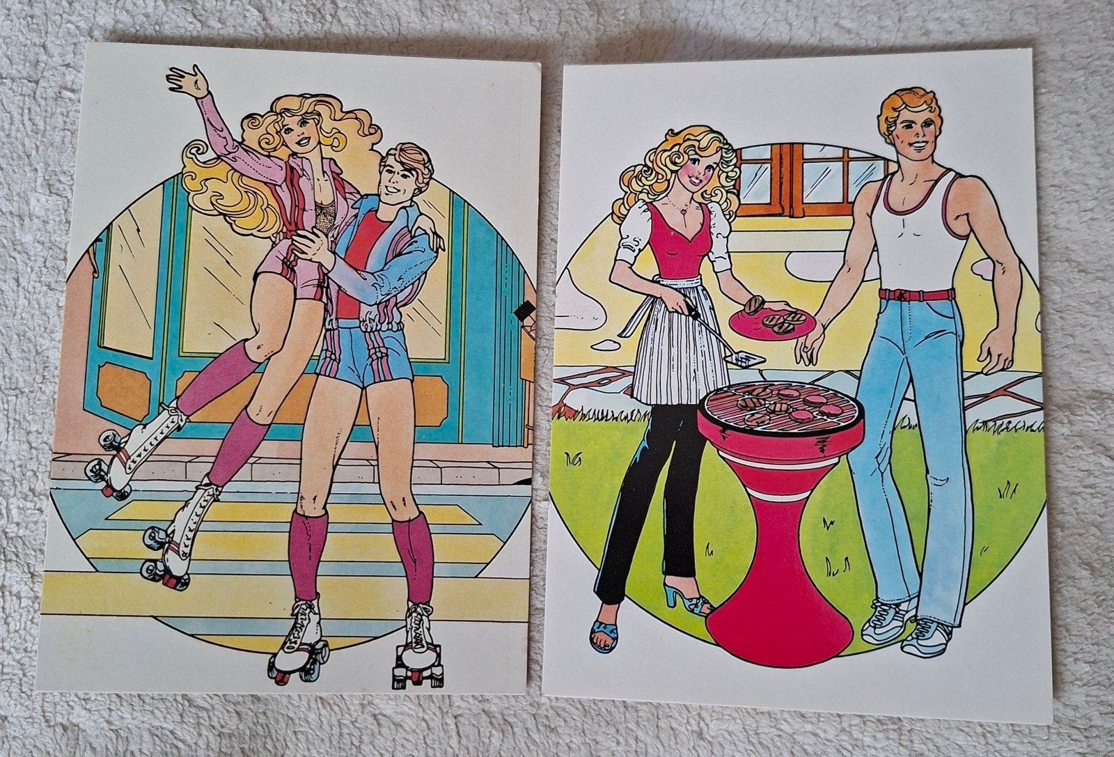 Mattel 1986 2 blanco kaarten Barbie rolschaats/barbecue, Ophalen of Verzenden, 1980 tot heden