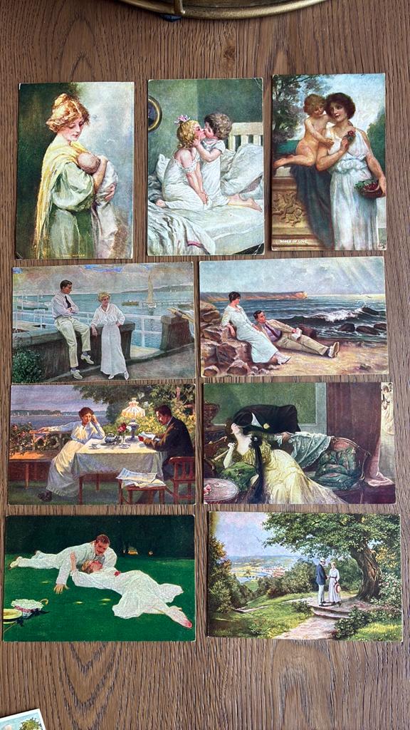 Romantiek.13 Kaarten rond 1920. Diverse afbeeldingen., Verzamelen, Ophalen of Verzenden, Voor 1920