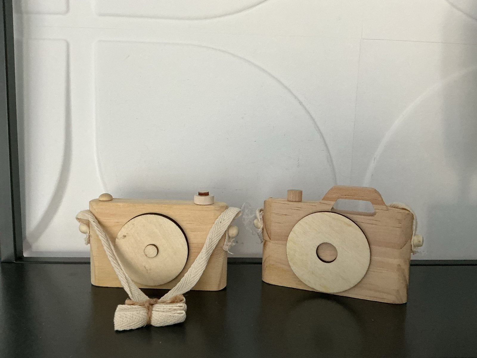 Houten speelgoedcamera's - Set van 2, Ophalen of Verzenden, Zo goed als nieuw, Overige typen