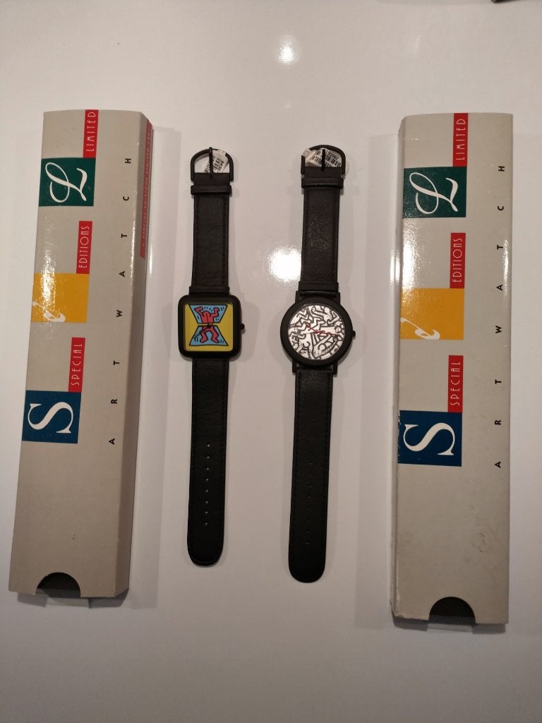 Keith Haring horloge - Special Limited Edition Art Watch set, Sieraden, Tassen en Uiterlijk, Overige merken, Leer, Staal, Polshorloge