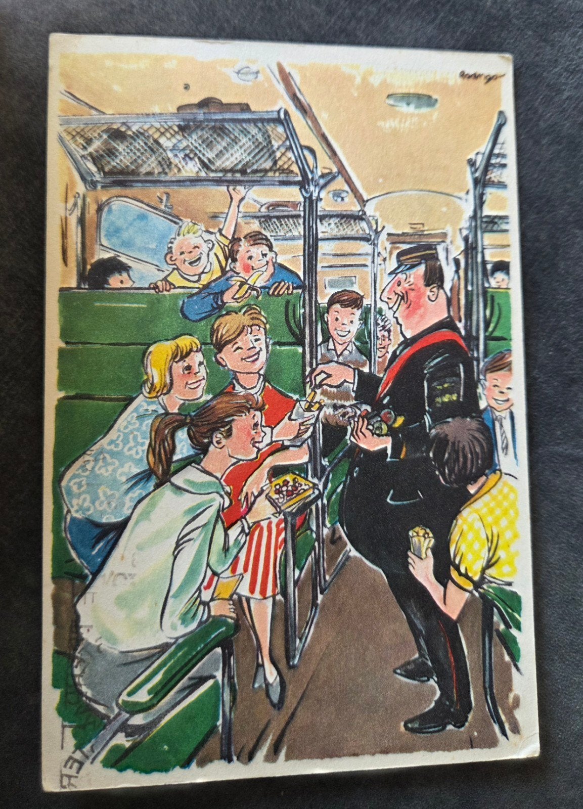 Vrolijke treinrit met Conducteur - Henk Rotgans, Verzenden, 1940 tot 1960, Gelopen, Kinderen