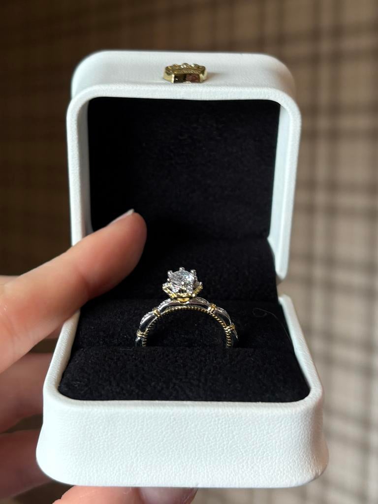 Moissaniet ring - Nieuw - Goud/Zilver - 18,2mm, Ophalen of Verzenden, Zo goed als nieuw, Dame, Goud
