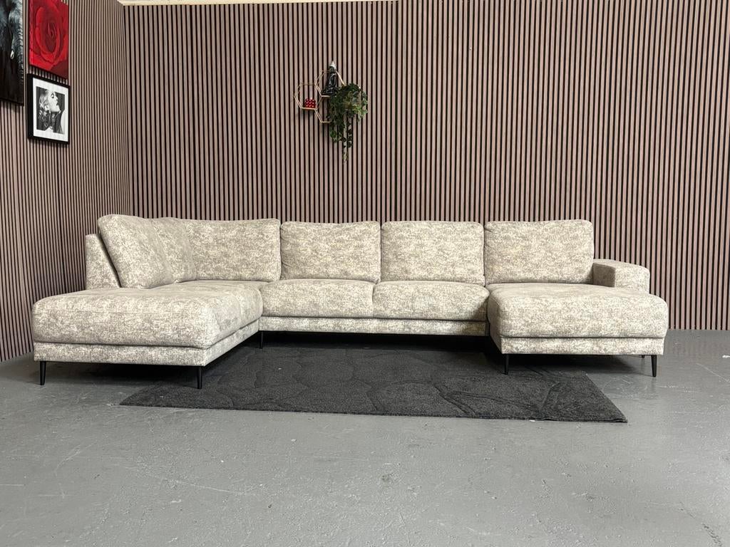 GRATIS LEVERING U-Bank Grijs 340x210x155 GEREINIGD, Huis en Inrichting, Banken | Bankstellen, Hoekbank, 300 cm of meer, Ophalen of Verzenden