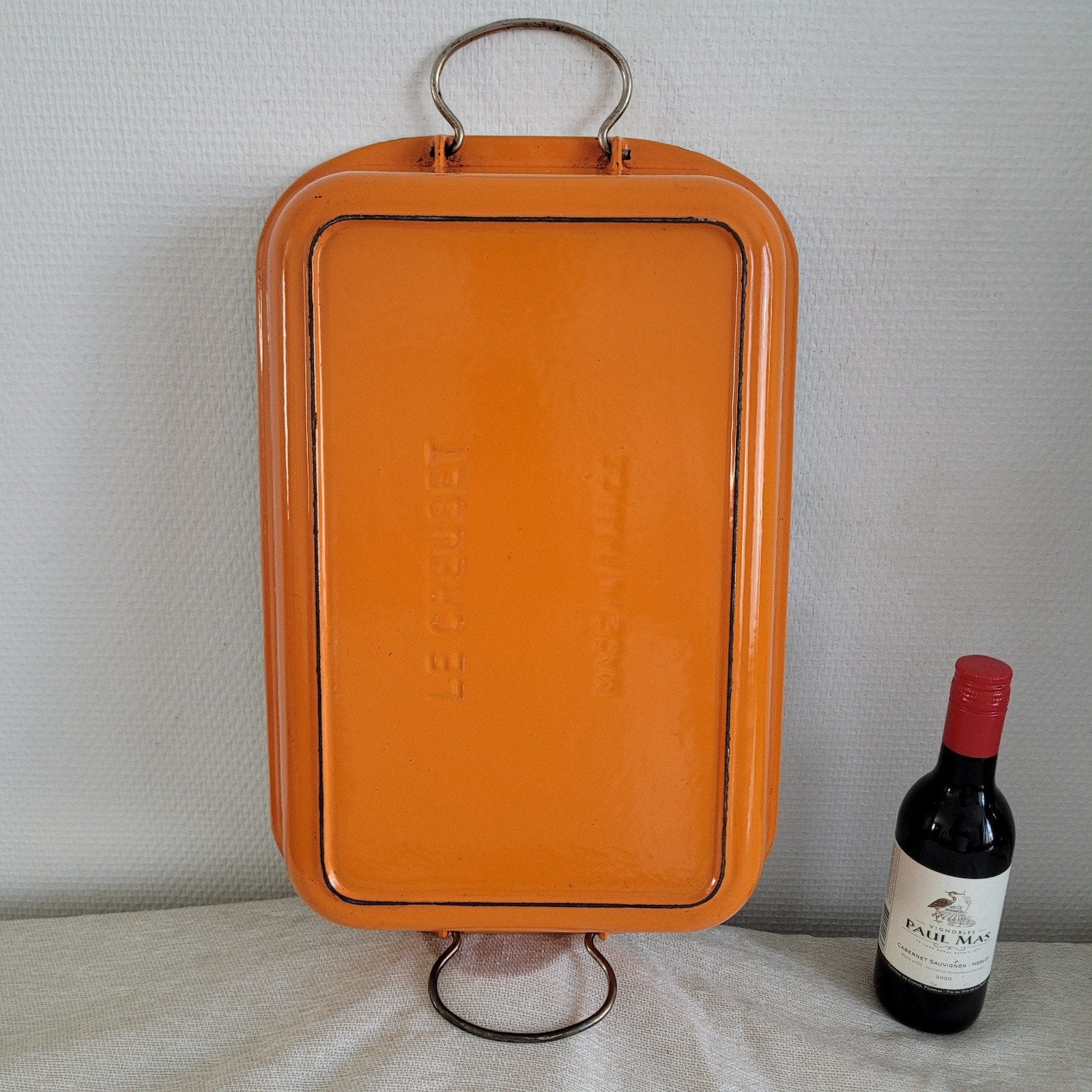 Le creuset gietijzer emaille braadpan ovenschaal braadslee, Ophalen of Verzenden, Gebruikt, Gietijzer, Braadpan