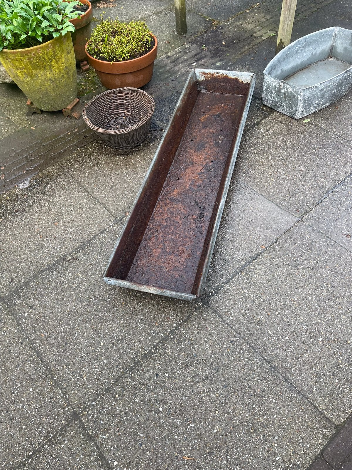 Zinken trog/ bloembak, Ophalen, Gebruikt, Overige materialen