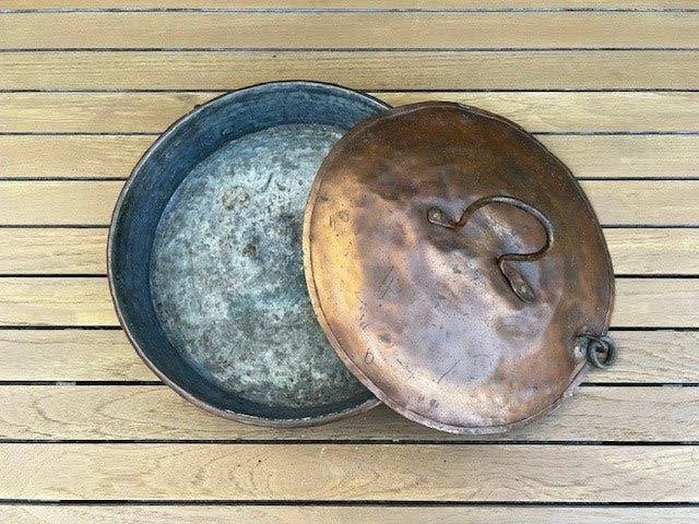 Antieke Koperen Dekselpan - 33 cm, Antiek en Kunst, Ophalen of Verzenden, Koper