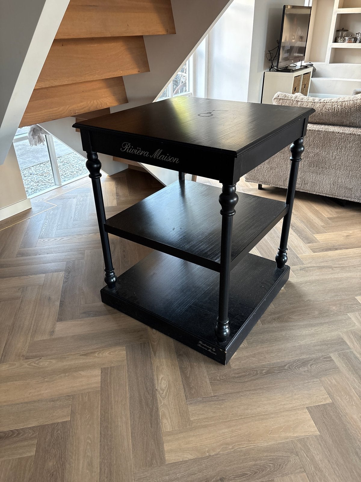 Riviera Maison bijzettafel 80x80x100 - Gratis af te halen, Huis en Inrichting, Tafels | Bijzettafels, Ophalen, Gebruikt, Vierkant